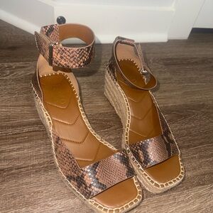 Franco Sarto Tan Snakeskin Wedges